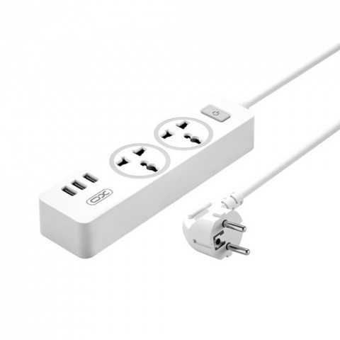 Мережевий подовжувач фільтр XO WL04 2 Розетки + 3 USB 1.8м White